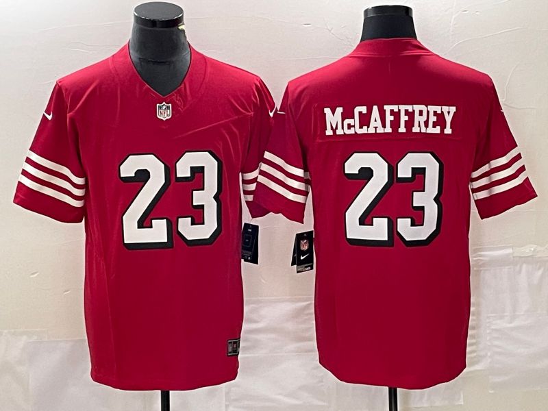 Men San Francisco 49ers #23 Mccaffrey Red 2023 Nike Vapor Limited NFL Jersey